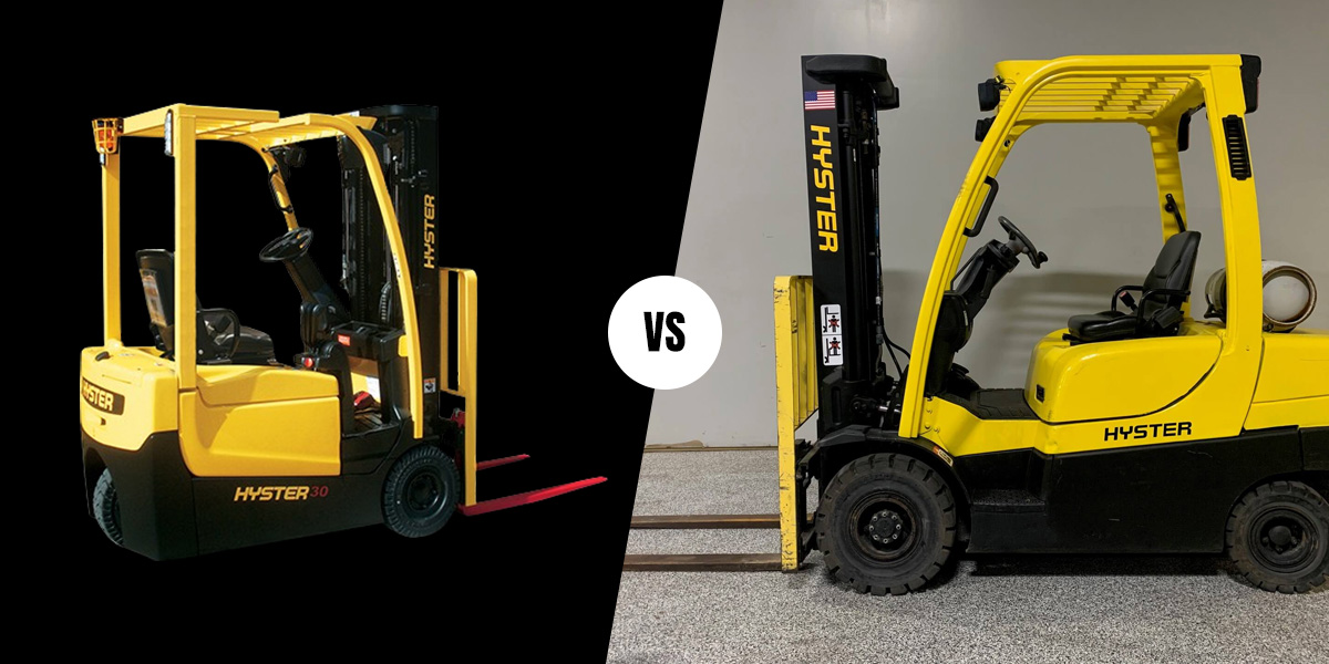 Hyster new and used forklifts side by side